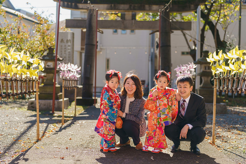 相模原氷川神社での双子三歳の七五三