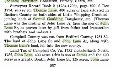 This is from p. 257 of the Lane Genealogy. (10)