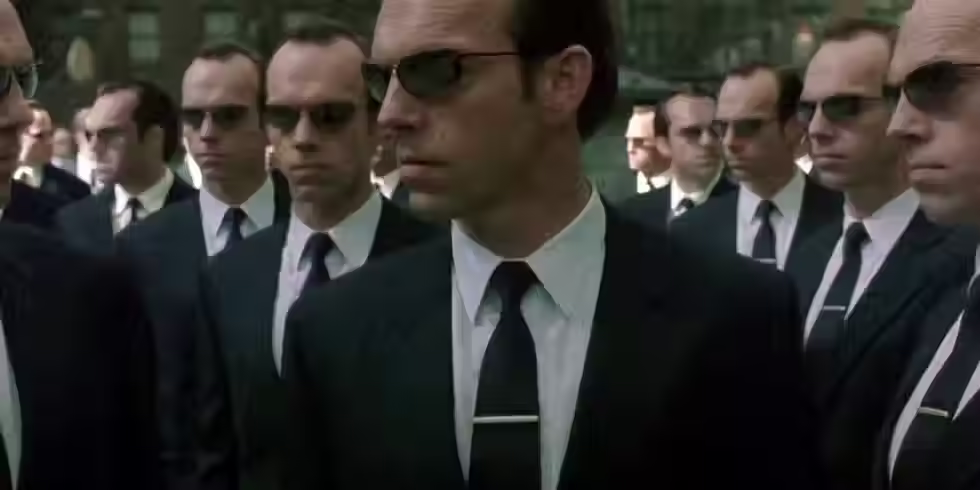 Hugo Weaving as the nightmarish program, Agent Smith
