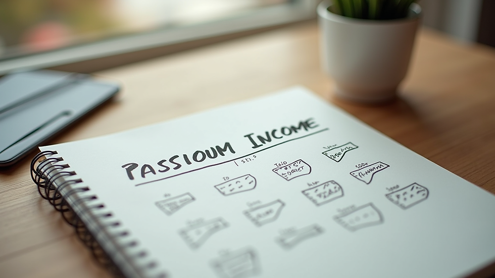Close-up view of a notebook with passive income goals and plans