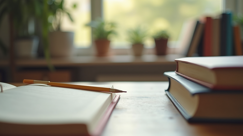 Close-up view of a serene learning space with study materials