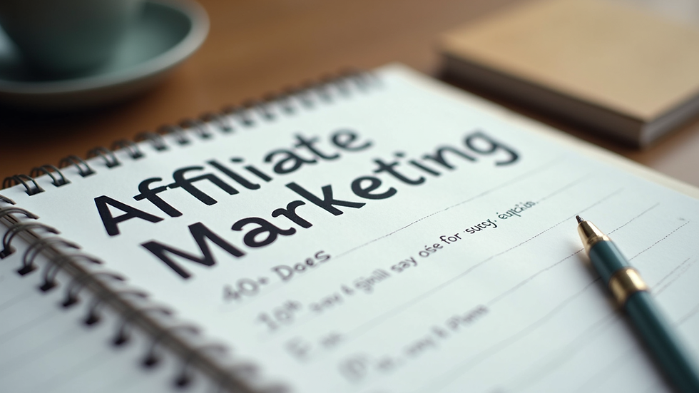 Close-up view of a notebook with affiliate marketing goals and plans