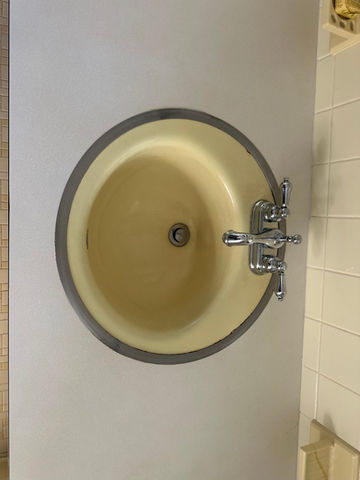 before photo of bathroom sink for sink refinishing process