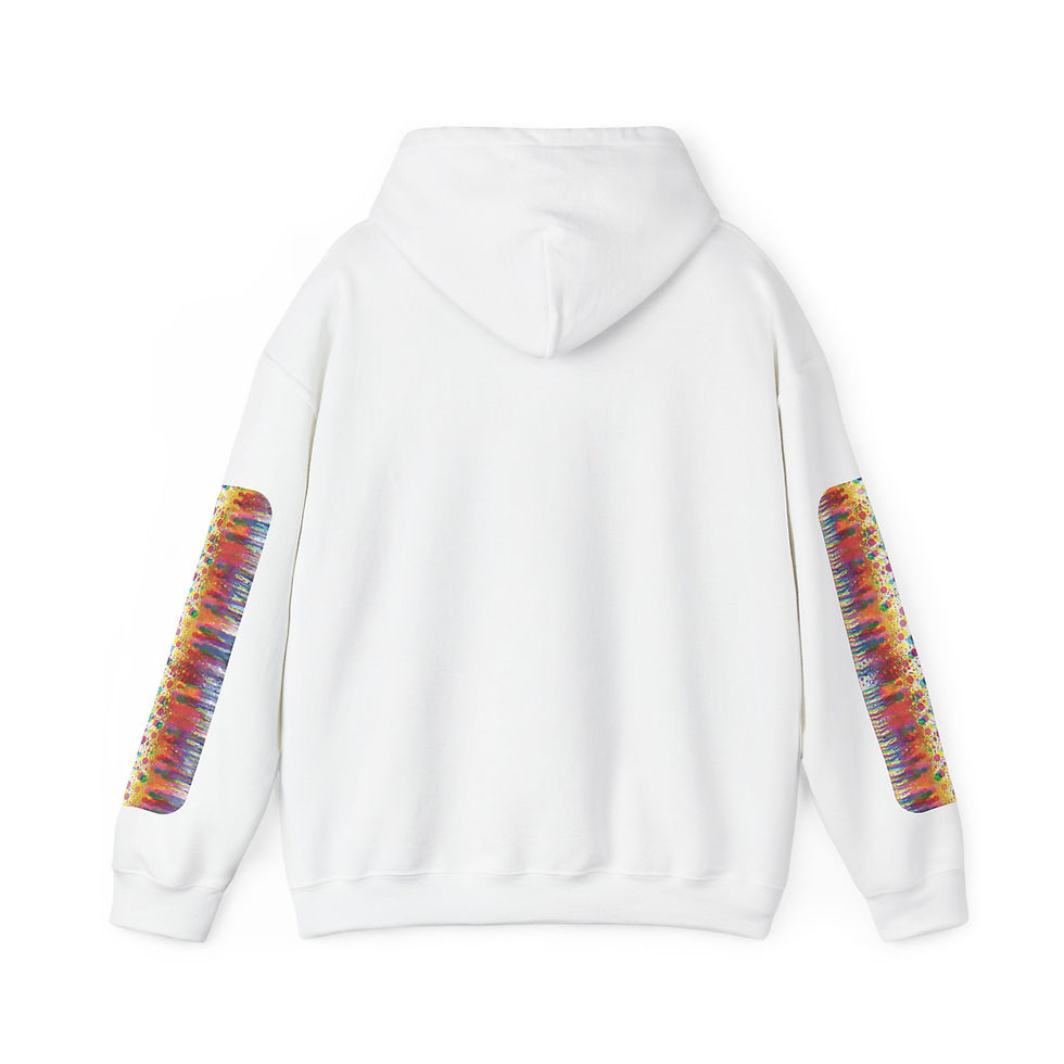 White hoodie with flame sleeves