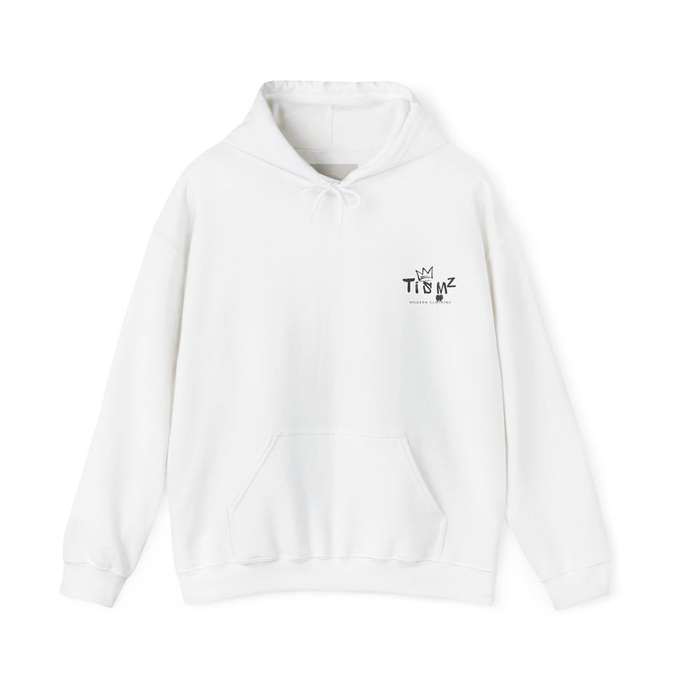 White hoodie with small logo