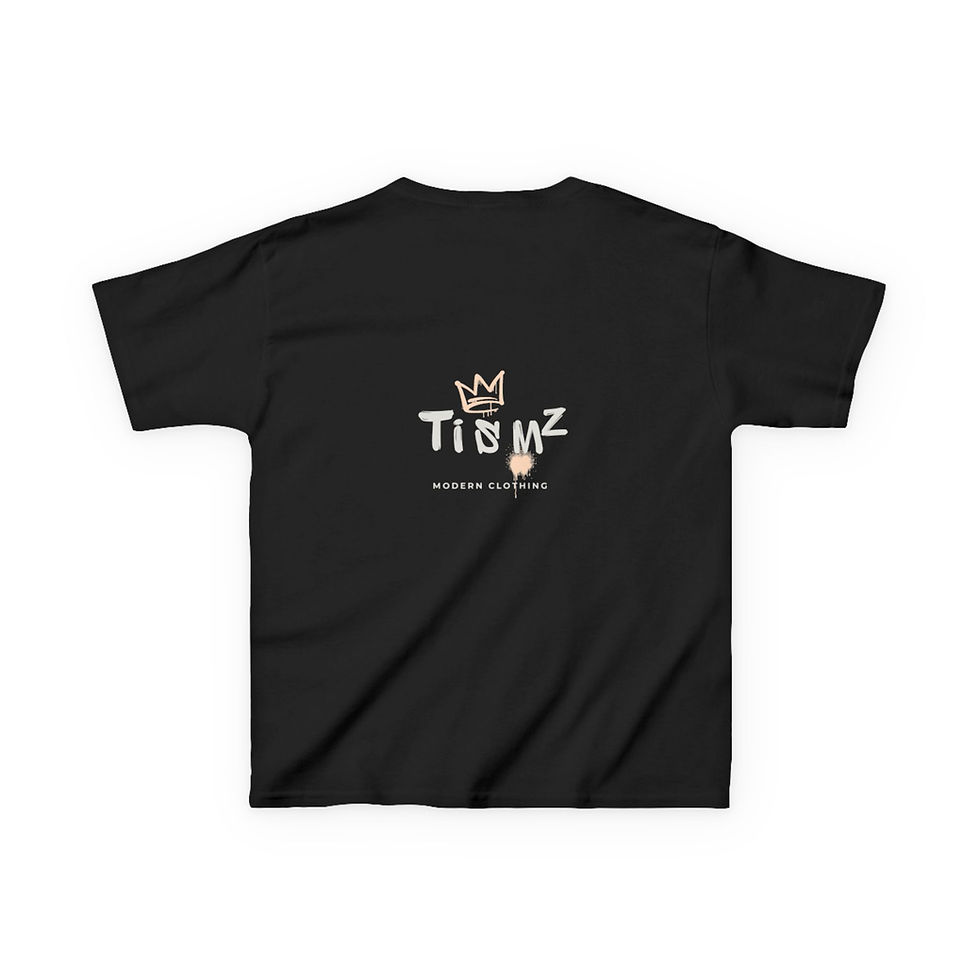 Black kids' t-shirt with 'TIOUNÉ' logo