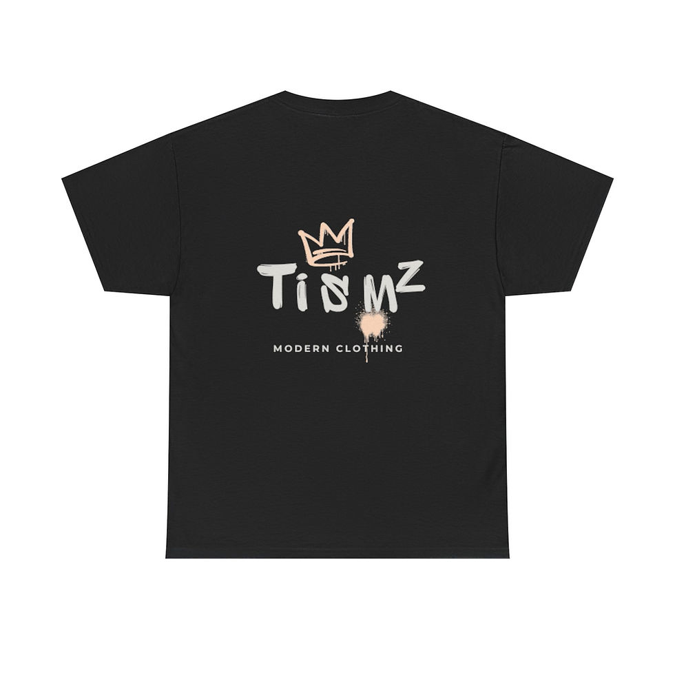 Black T-shirt, TisMz logo, crown design