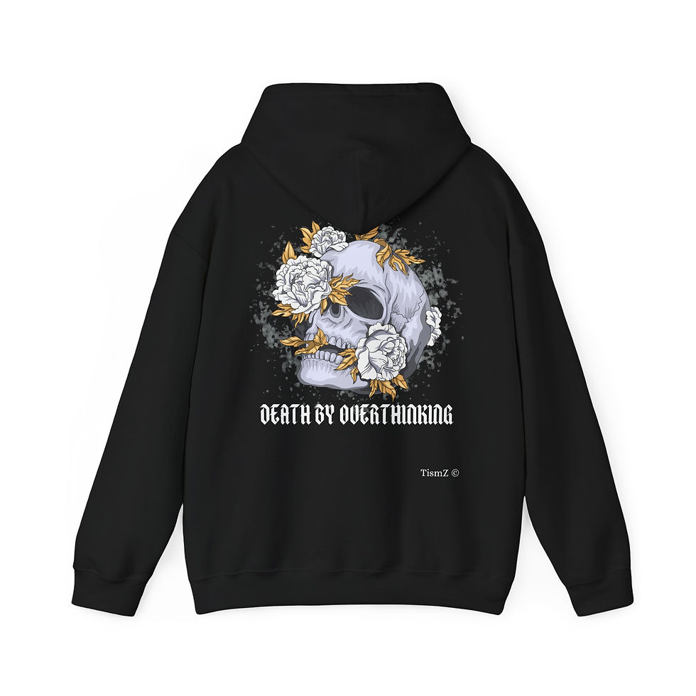 Black Death by Overthinking Hoodie with skull and roses