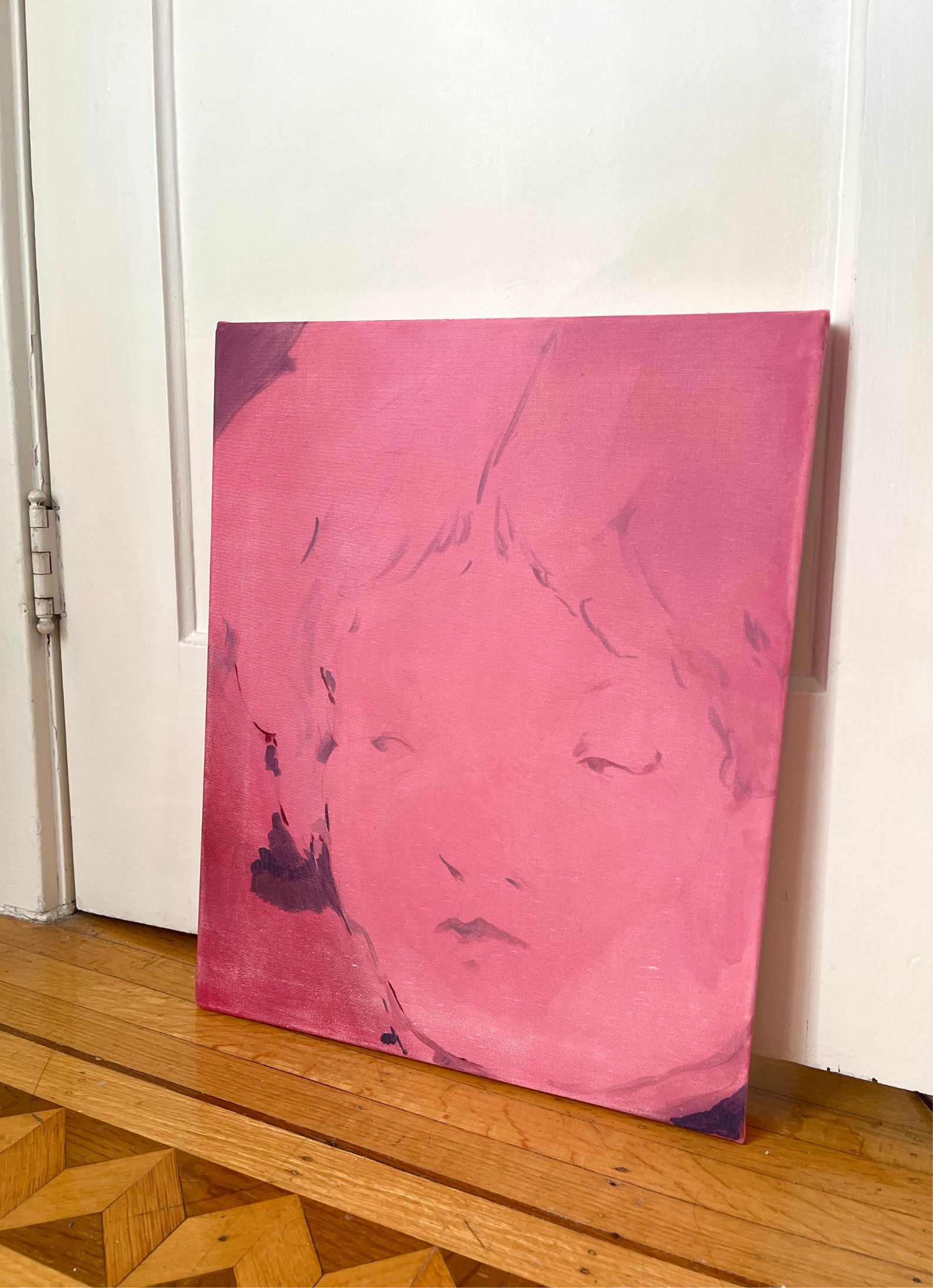 Glint of Red | monochromatic portrait Painting