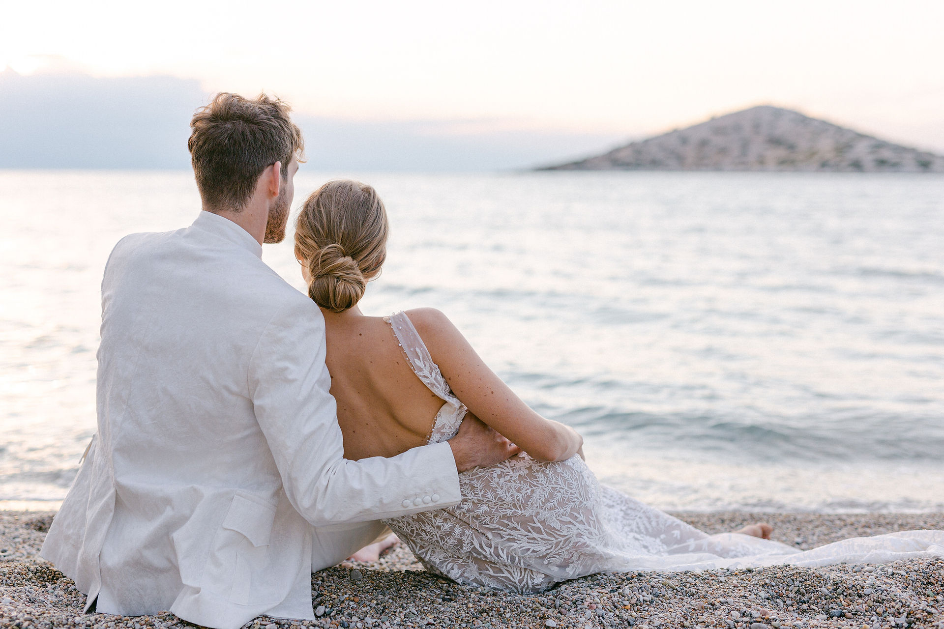 Ocean Blue with Corals Romantic Wedding Inspiration in Greece
