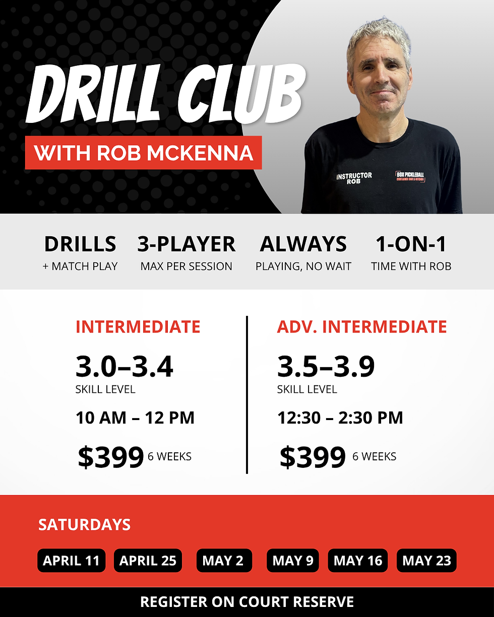 Drill Club W/ Rob McKenna 3.0-3.4 Intermediate Players