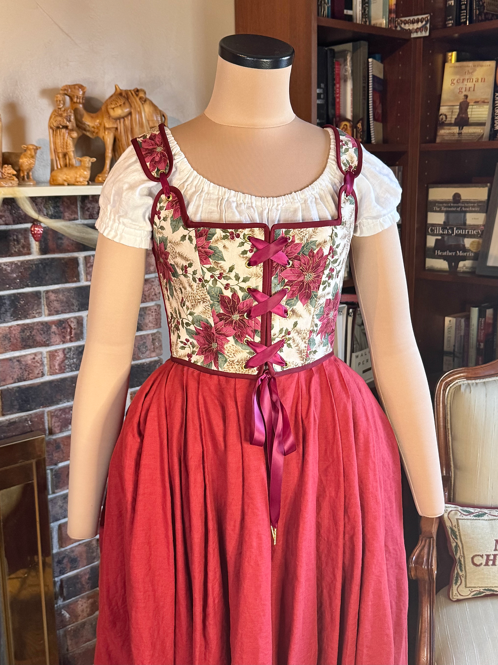 Thumbnail: Dirndl bodice in Velvet Poinsettia size Medium