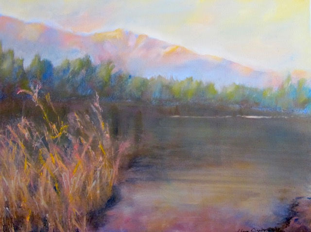 Sunset on the Lake an oil painting by Arlene Oraby
