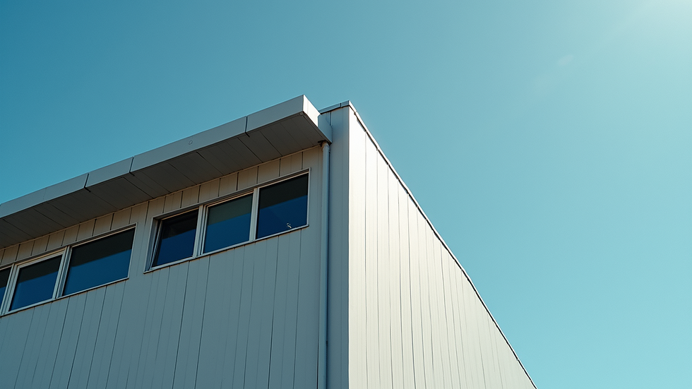 High angle view of a modern metal roof