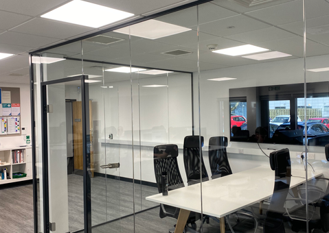 Glass partition walls for the office