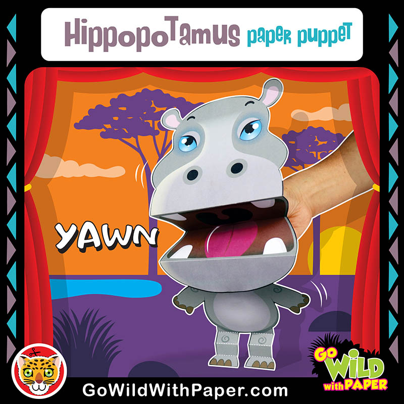 Printable Hippo Puppet