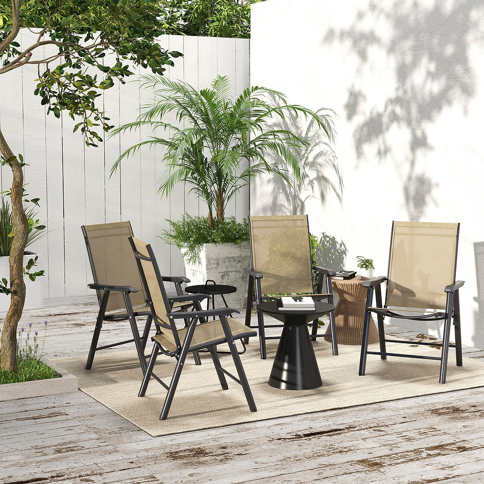 Thumbnail: Set of Four Folding Garden Chairs - Light Brown