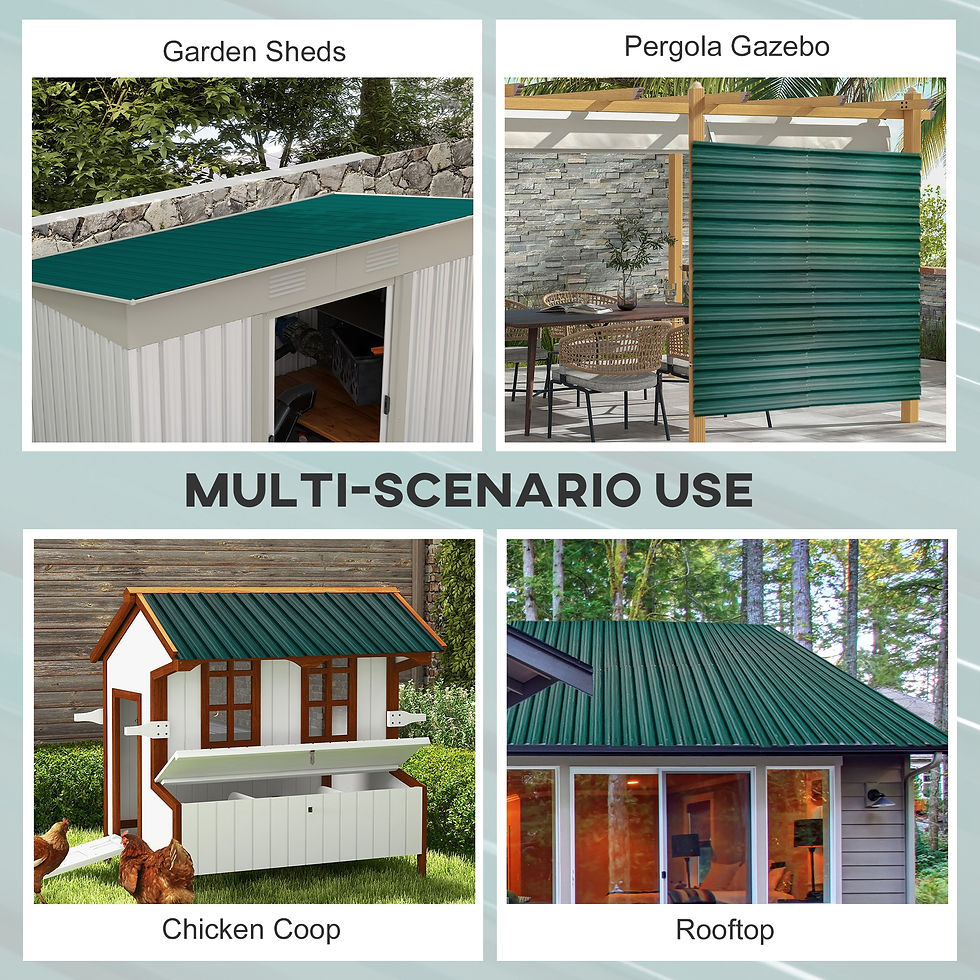 Thumbnail: Set of 12 Corrugated Steel Roof Sheet Panels - Green