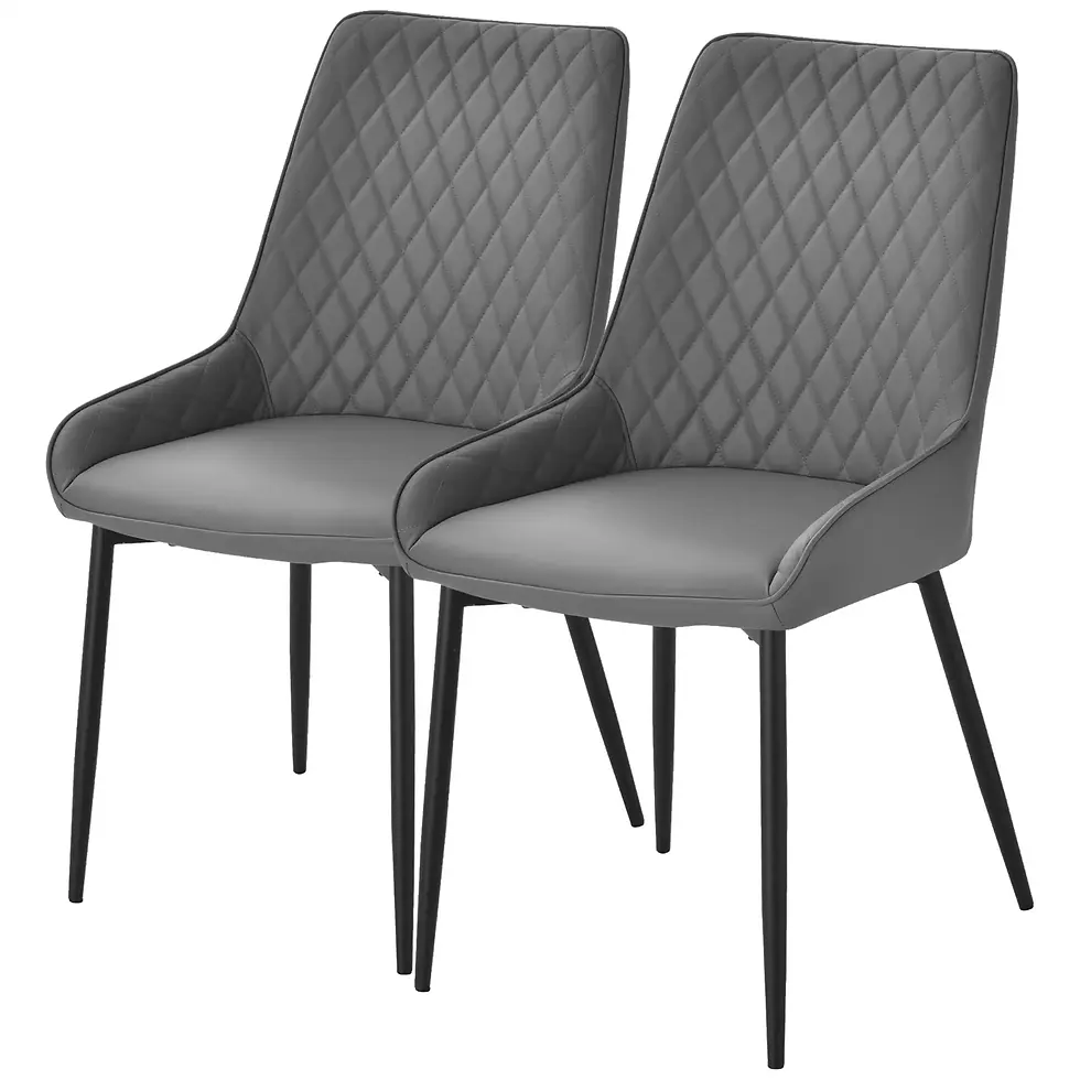 Thumbnail: HOMCOM Set Of 2 Quilted PU Leather Dining Chairs with Metal Frame 4 Legs - Grey