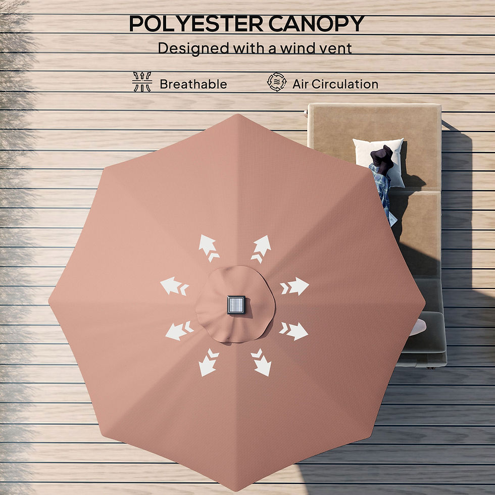 Thumbnail: Φ2.7m Garden 24 LED Light Parasol Solar Outdoor Tilt Sun Umbrella Patio Club Par