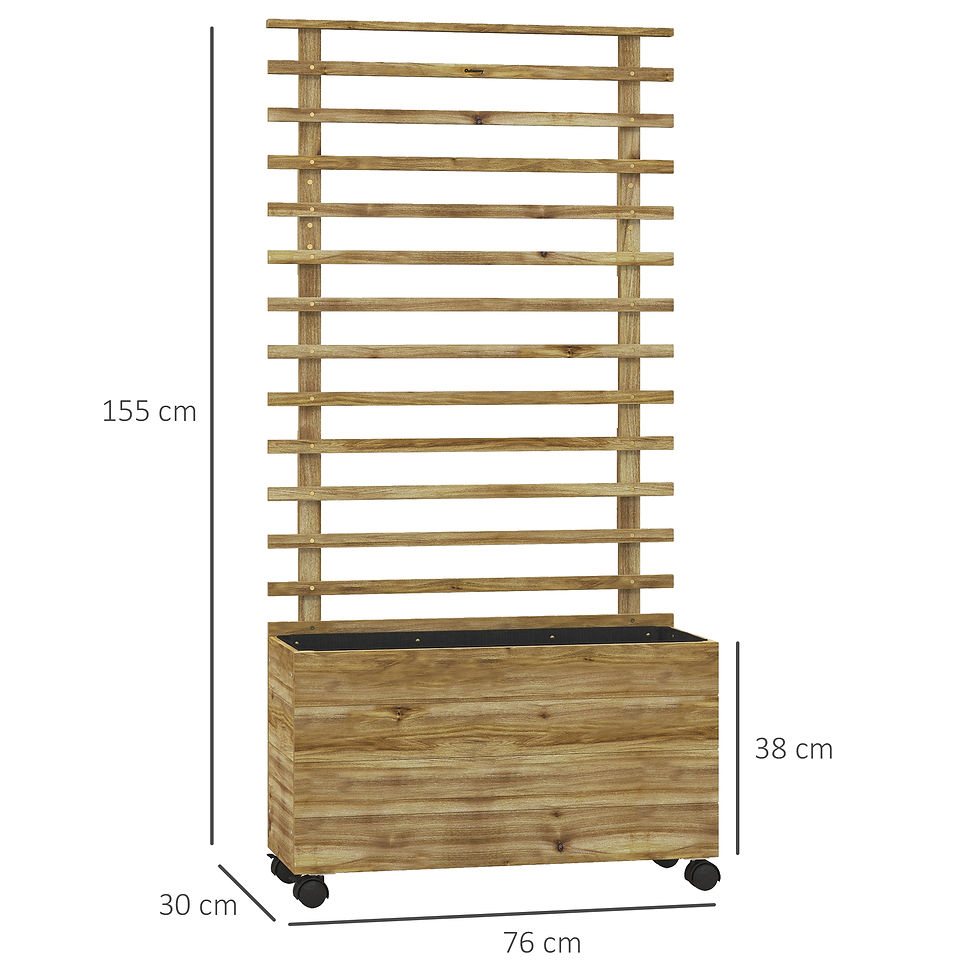 Thumbnail: Outsunny Wooden Raised Planter, with Back Trellis - Natural Finish