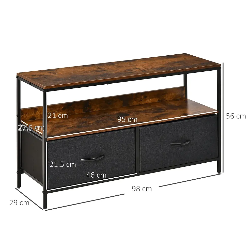 Thumbnail: HOMCOM TV Cabinet for 47-inch TVs, TV Console Unit with 2 Foldable Linen Drawers