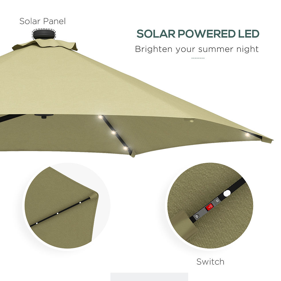 Thumbnail: Outsunny 3(m) Solar LED Cantilever Parasol - Beige
