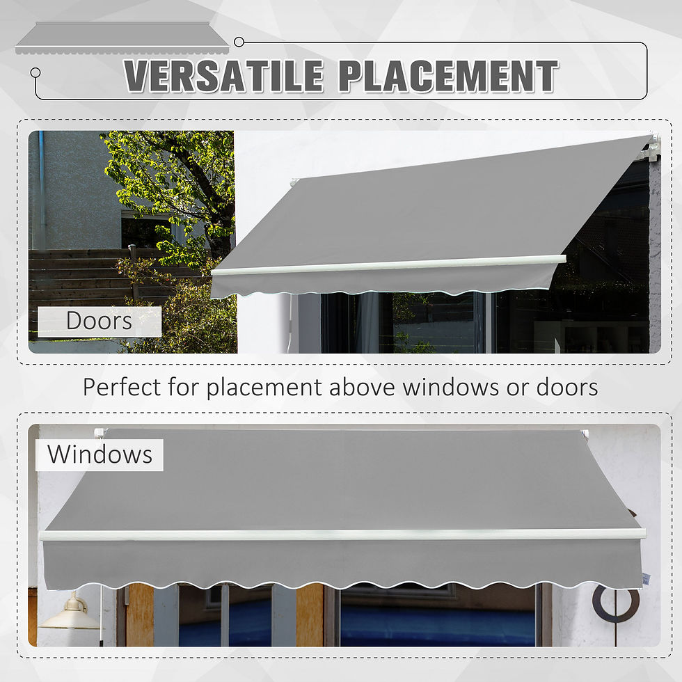 Thumbnail: Awning Canopy Manual Retractable Porch Sun Shade Shelter 3 x 2m Light Grey