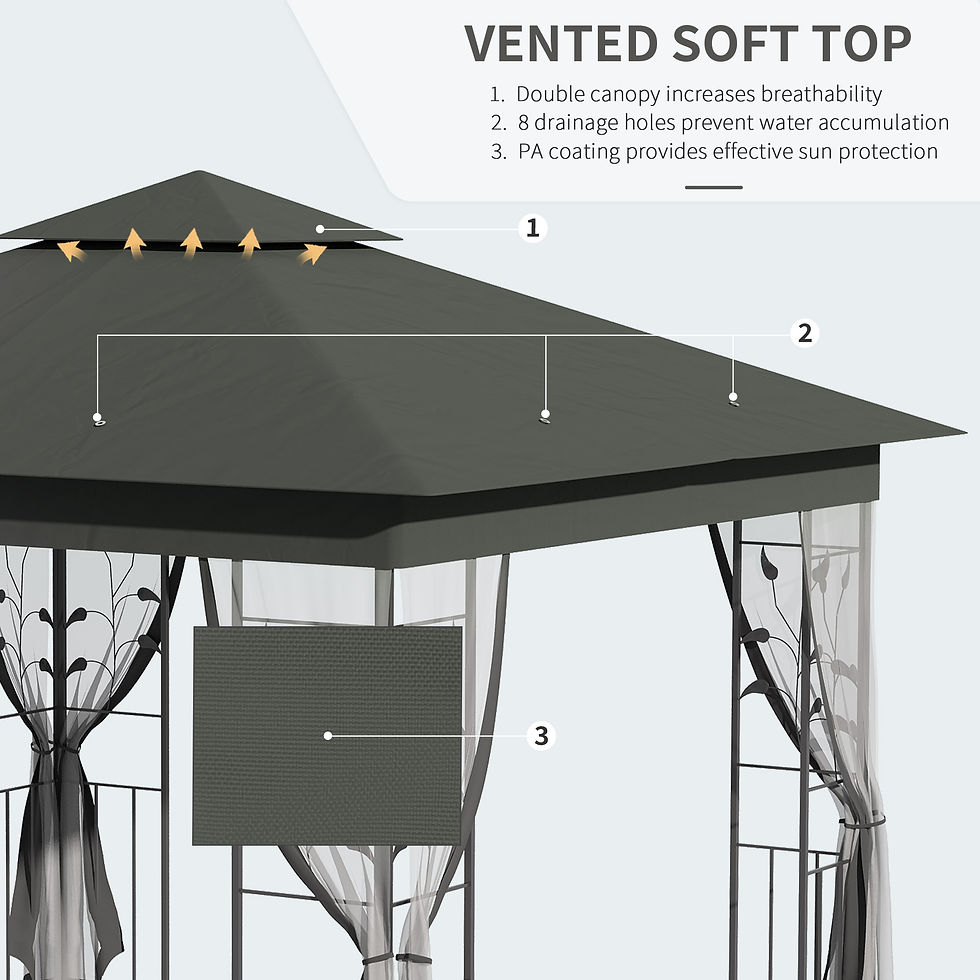 Thumbnail: Outsunny 3 x 3(m) Steel Frame Double Roof Garden Gazebo - Grey