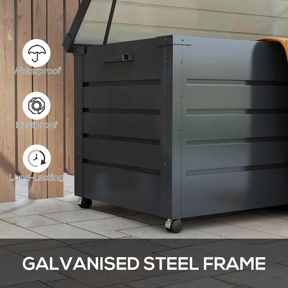 Thumbnail: Outsunny 311L Galvanised Steel Garden Storage Box, with Lock - Dark Grey