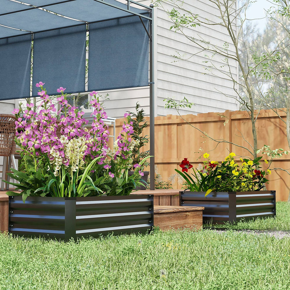 Thumbnail: Set of Two 100 x 60cm Steel Planter Boxes - Grey
