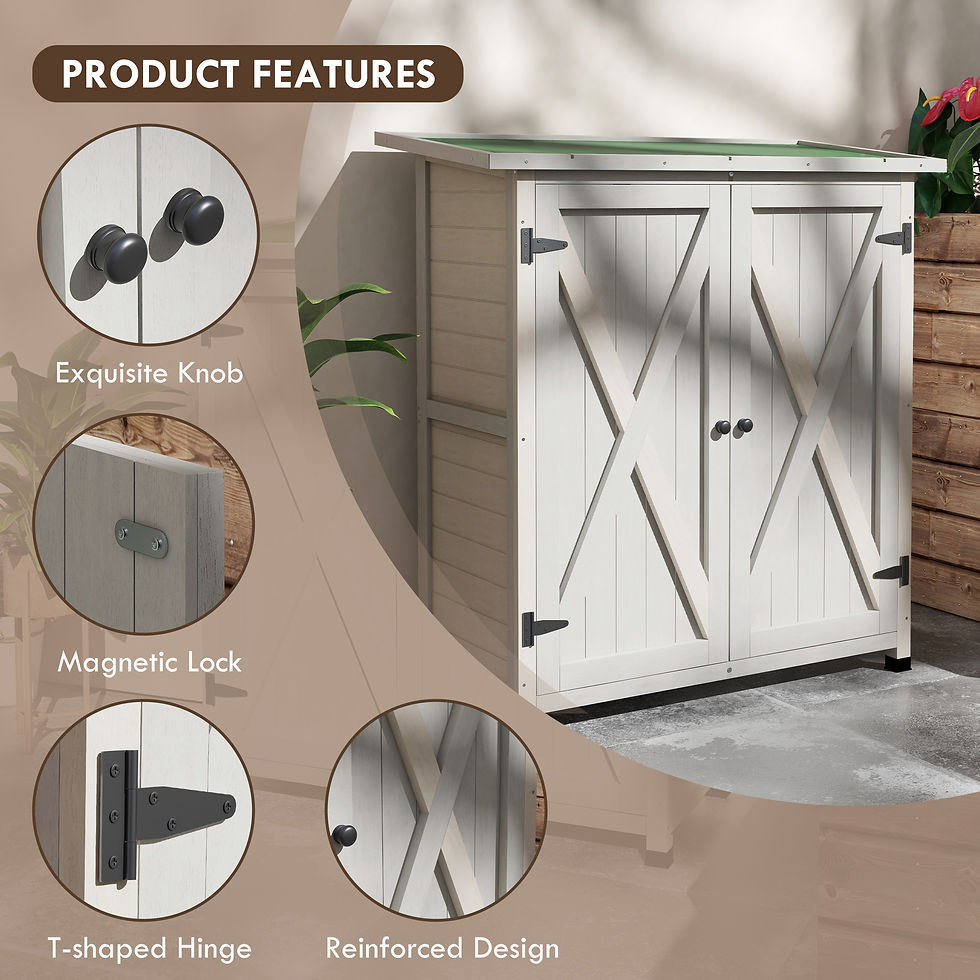 Thumbnail: Outsunny 46.5 x 97cm Compact Wooden Storage Shed - Light Grey