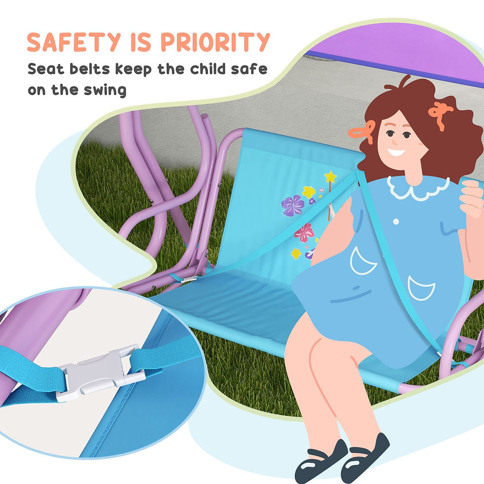 Thumbnail: Two Seater Kids Garden Swing, Fairy Themed kids Swing Chair with Adjustable Cano