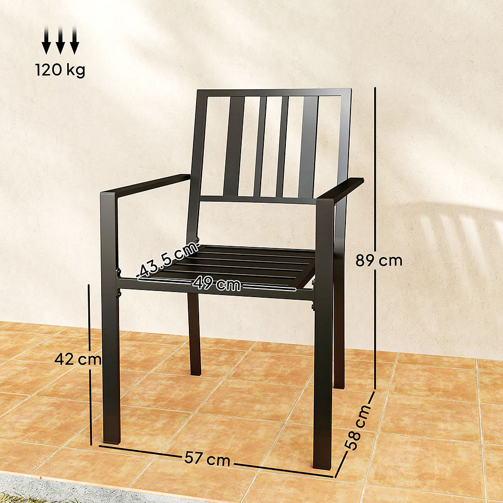 Thumbnail: Outsunny Set of Four Minimal Metal Garden Chairs - Black