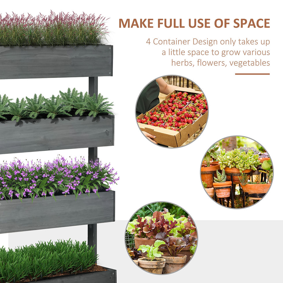 Thumbnail: Outsunny Four-Tier Basket Wooden Plant Stand - Grey