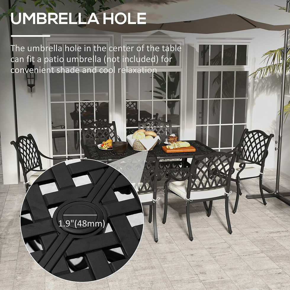 Thumbnail: 7 Pieces Aluminium Patio Dining Set with Umbrella Hole Black