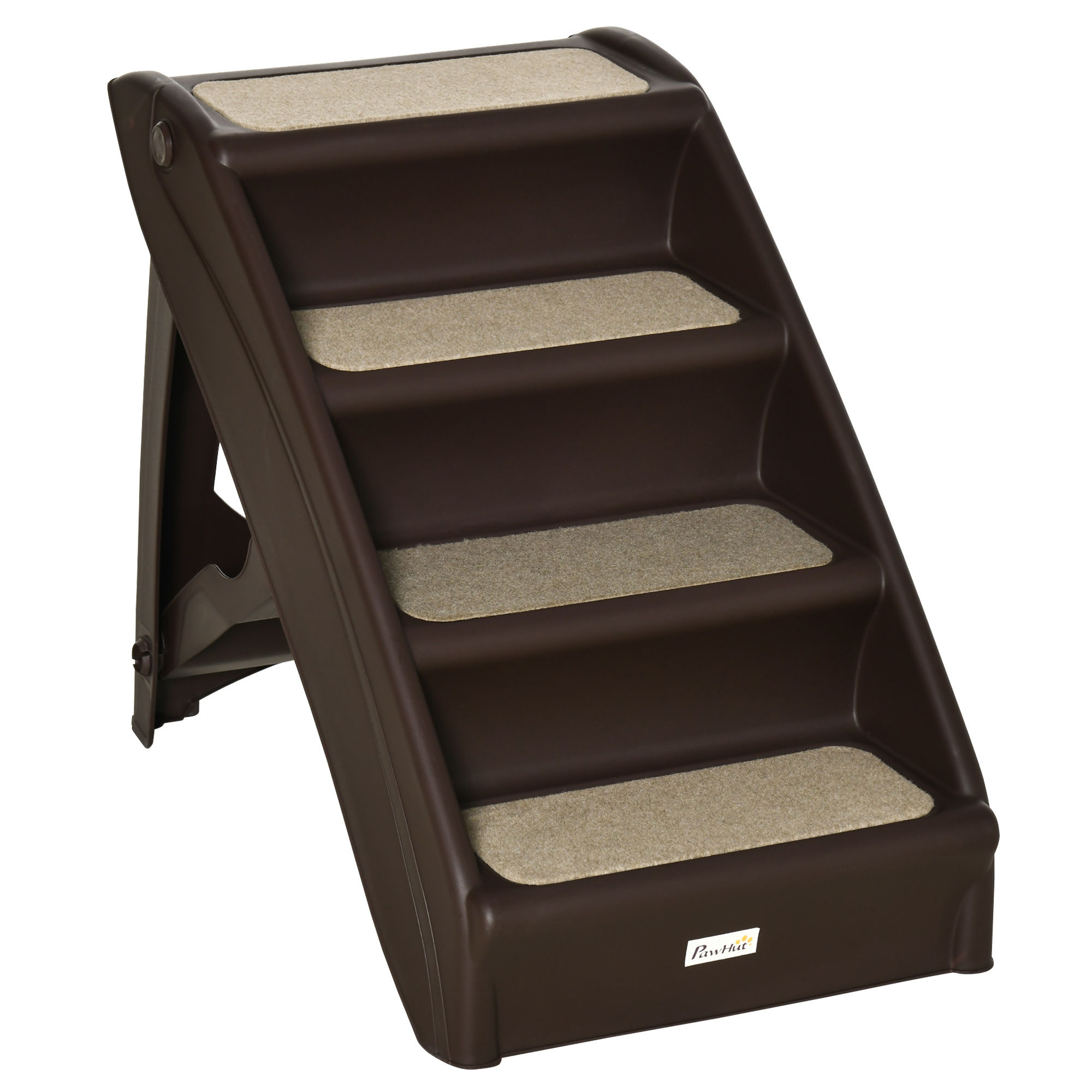 PawHut Foldable Four-Step Pet Stairs, for Cats, Small Miniature Dogs, with