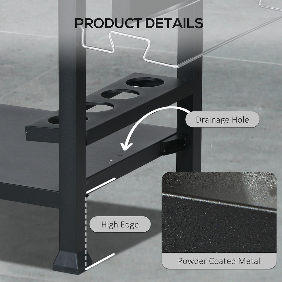 Thumbnail: Multi-Feature BBQ Grill Table, with Stainless Steel Top - Black