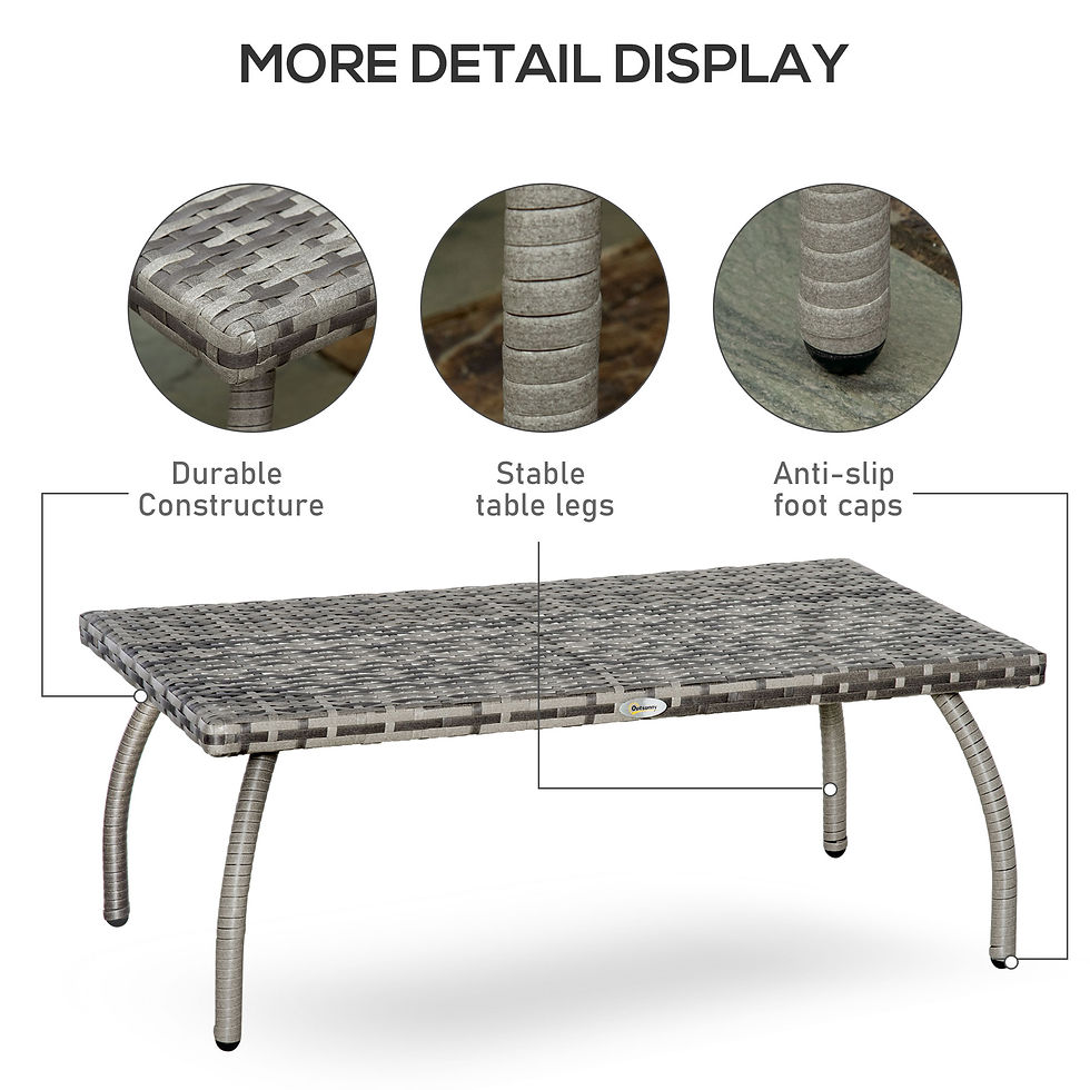Thumbnail: PE Wicker Rattan Garden Coffee Table - Mixed Grey