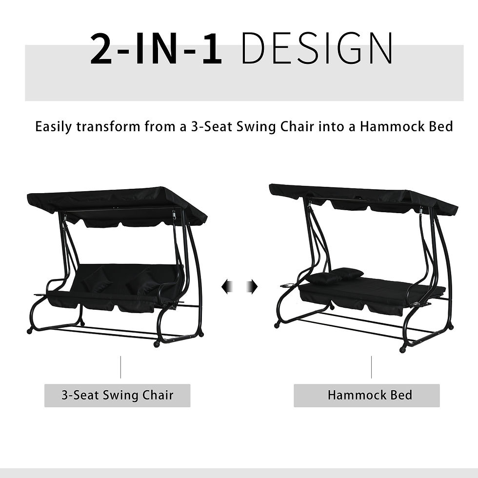 Thumbnail: Outsunny Three-Seater Garden Swing Bed - Black