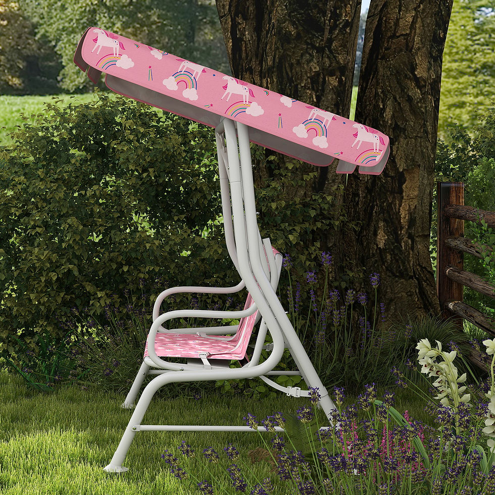 Thumbnail: Kids Porch Swing, 2-Seater Patio Swing Bench Hammock with Seat Belts, Adjustable