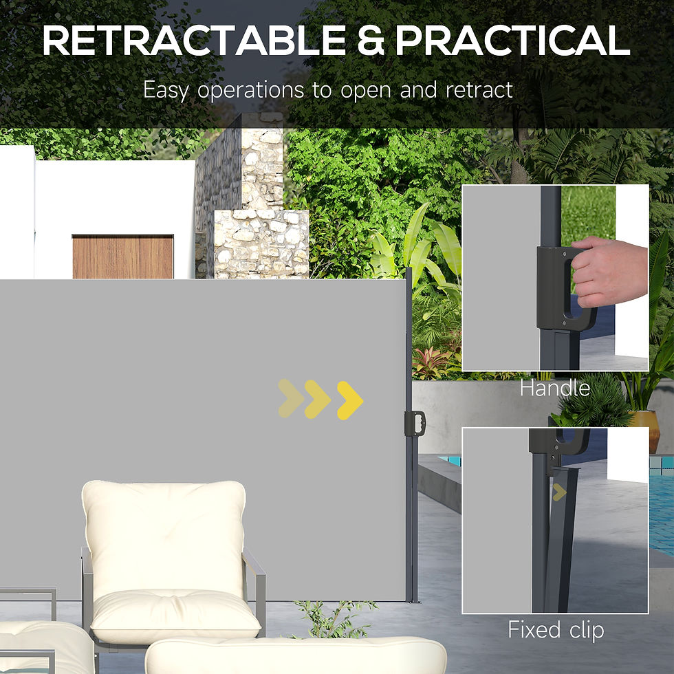Thumbnail: Retractable Side Awning, Outdoor Privacy Screen for Garden, Hot Tub, Balcony, Te