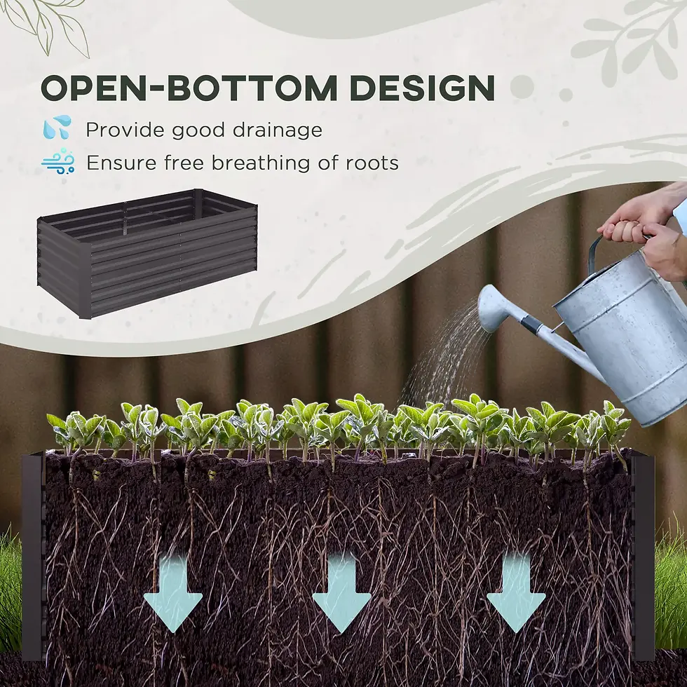 Thumbnail: Outsunny Set of 2 Raised Beds for Garden, Galvanised Steel Outdoor Planters Grey