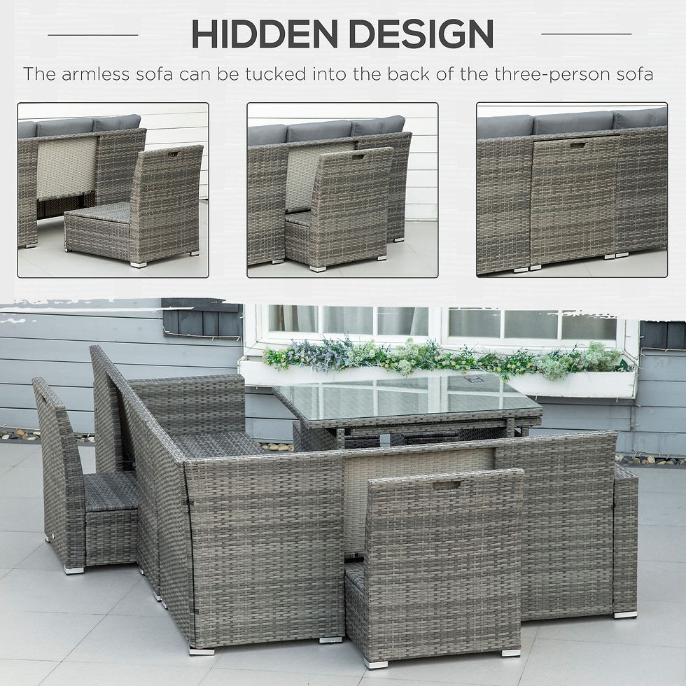 Thumbnail: Outsunny Seven-Piece Rattan Garden Sofa Set, with Expanding Table - Grey