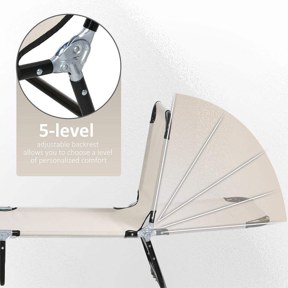 Thumbnail: Garden Sun Lounger, with Five-Position Back - Cream White