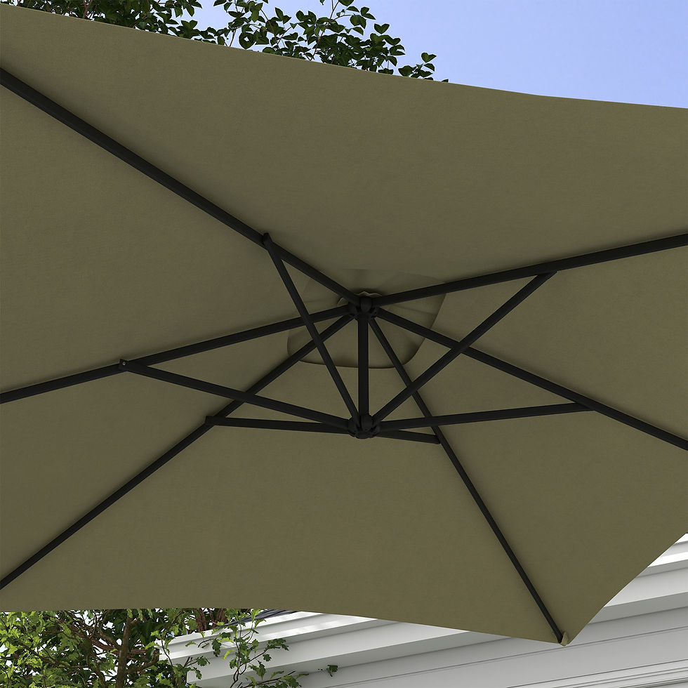 Thumbnail: 3m Square Canopy Cantilever Parasol, with Cross Base - Beige