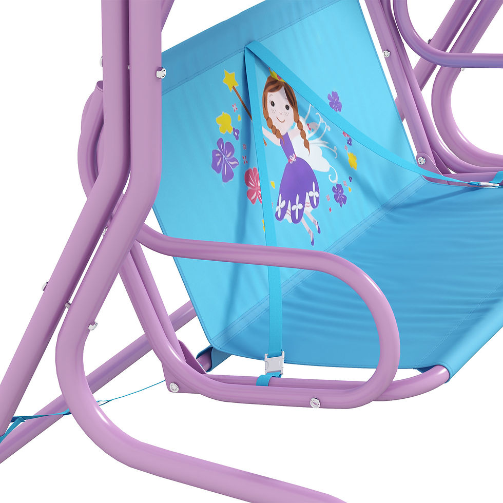 Thumbnail: Two Seater Kids Garden Swing, Fairy Themed kids Swing Chair with Adjustable Cano