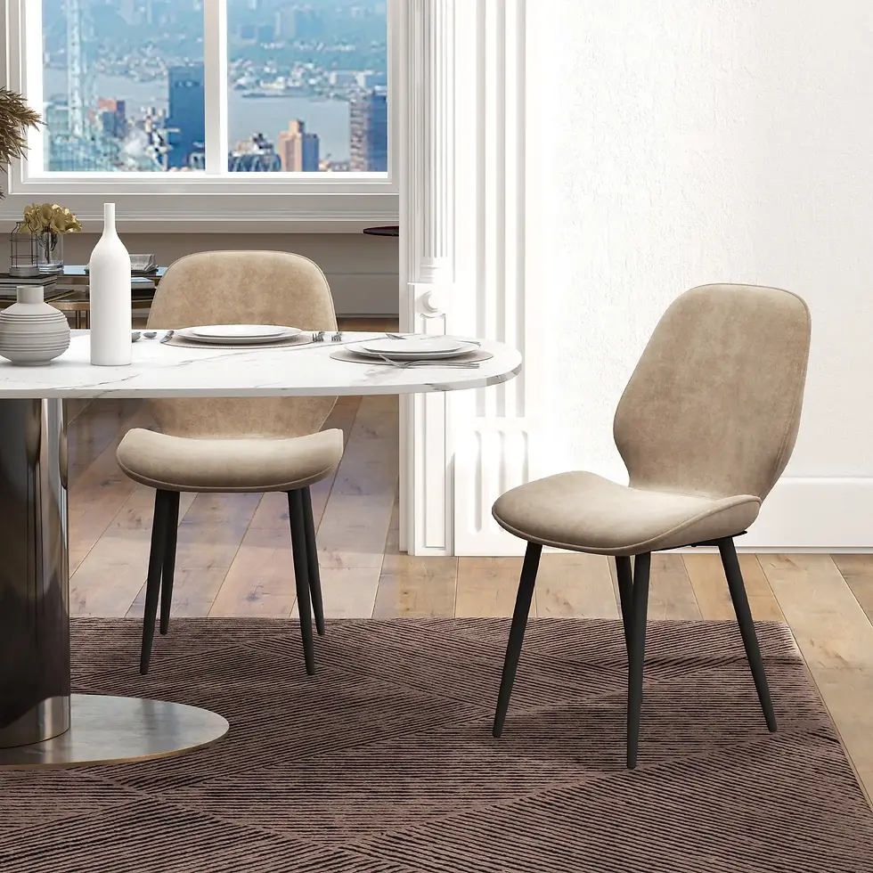 Thumbnail: HOMCOM Velvet Dining Chairs, Set of 2 Dining Room Chairs with Metal Legs - Brown
