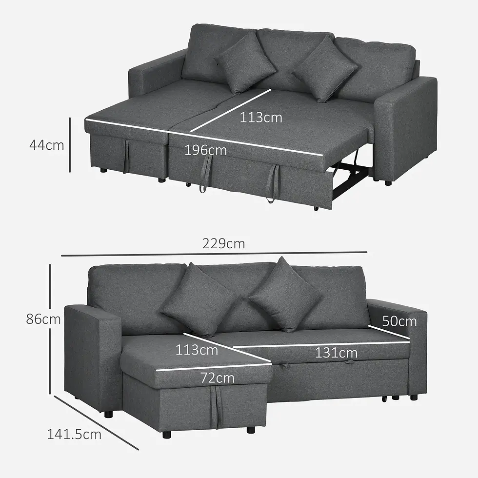 HOMCOM Dark Grey Corner Sofa Bed with Storage and Pull-Out Bed: Affordable and practical.