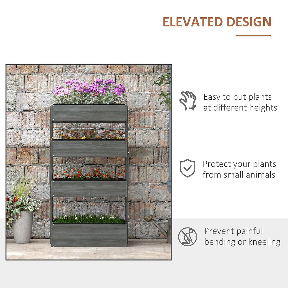 Thumbnail: Outsunny Four-Tier Basket Wooden Plant Stand - Grey